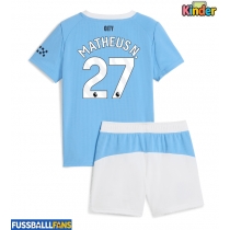 Manchester City Matheus Nunes #27 Heimtrikotsatz Kinder 2025-26 Kurzarm (+ Kurze Hosen)